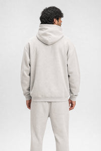 Light Wash Fleece Oversize Hoodie in Mild Apricot, back view