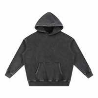 Black Snow Wash Fleece Oversize Hoodie, front flat lay